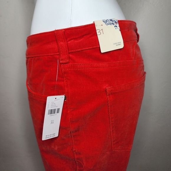NWT Pilcro Anthropologie High Rise Skinny Red Corduroy Pants Size 31‎ - Picture 3 of 14